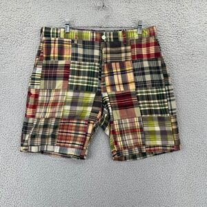 POLO RALPH LAUREN Shorts Mens 34 Madras‎ Patchwork Cotton Classic Fit 9" Inseam